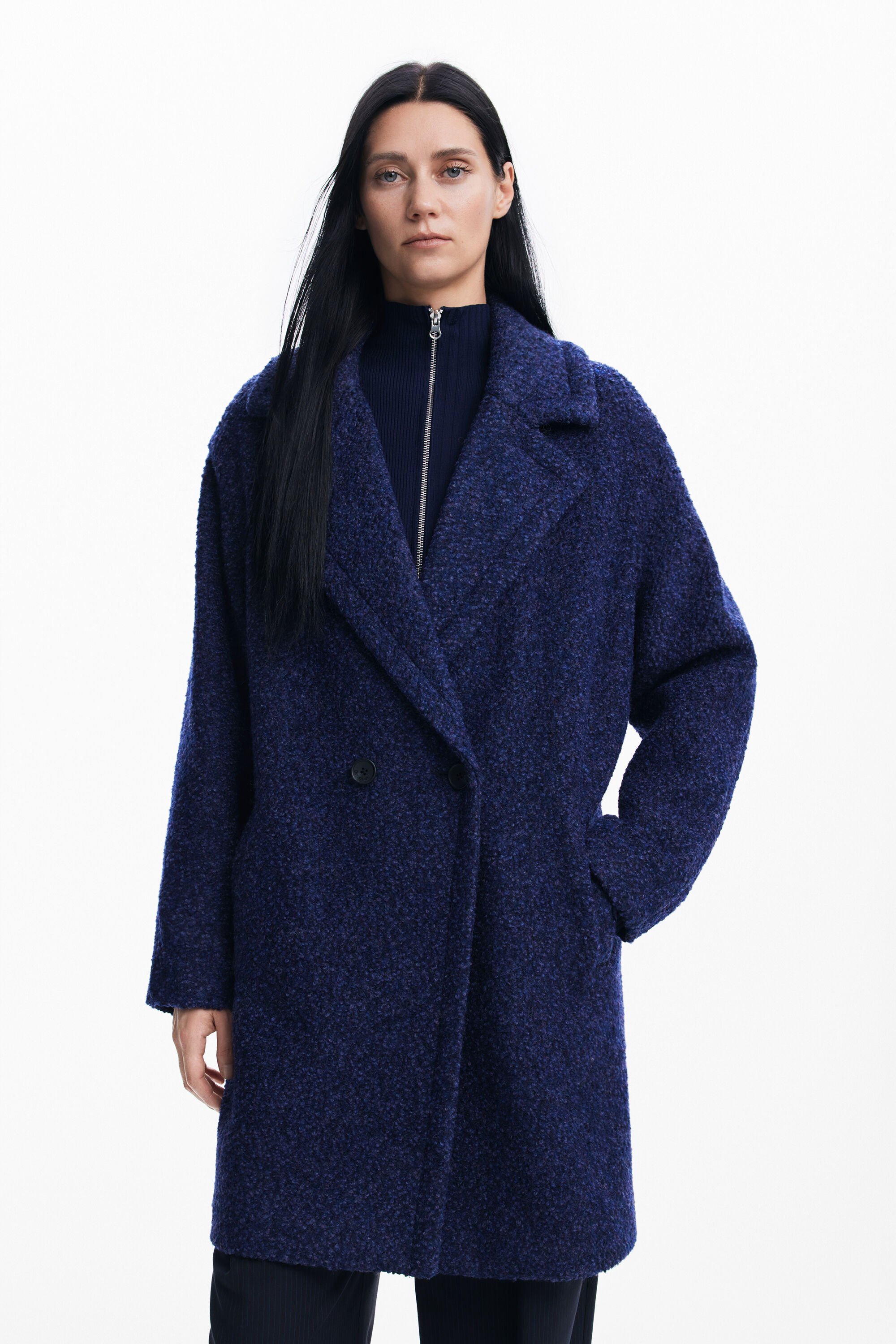 Desigual Women s Wool Coat Blue