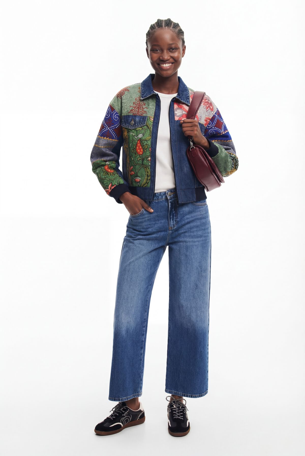 Patchwork denim jacket women