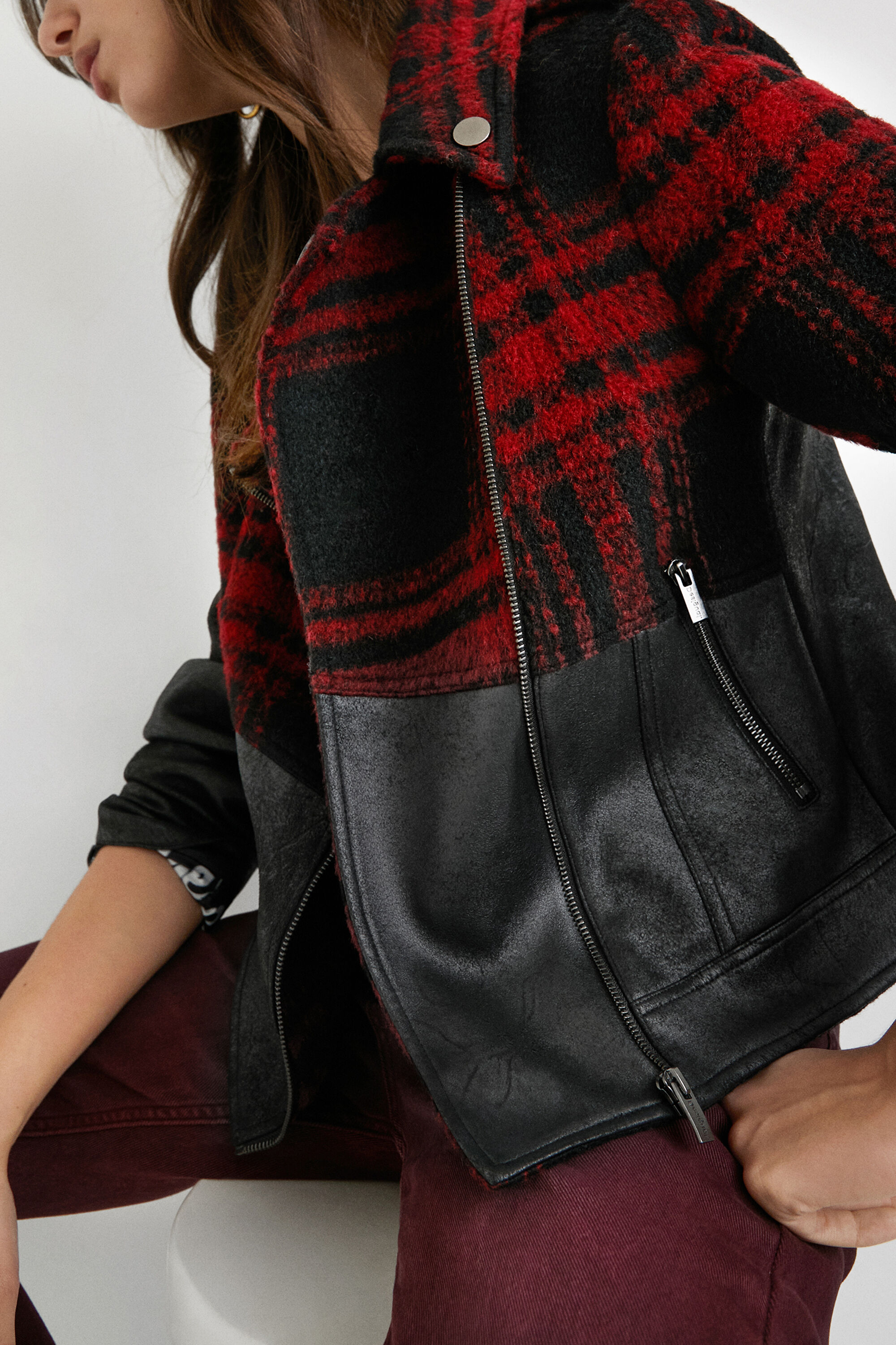 Plaid biker jacket online