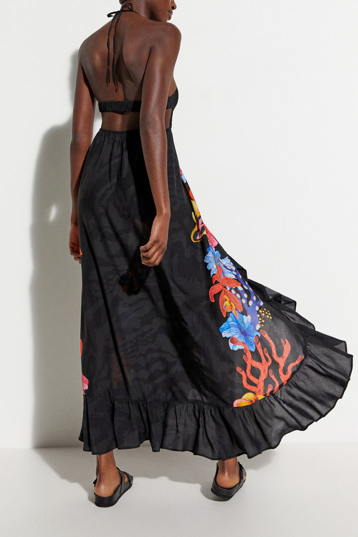 Sustainable low-cut maxi dress | Desigual
