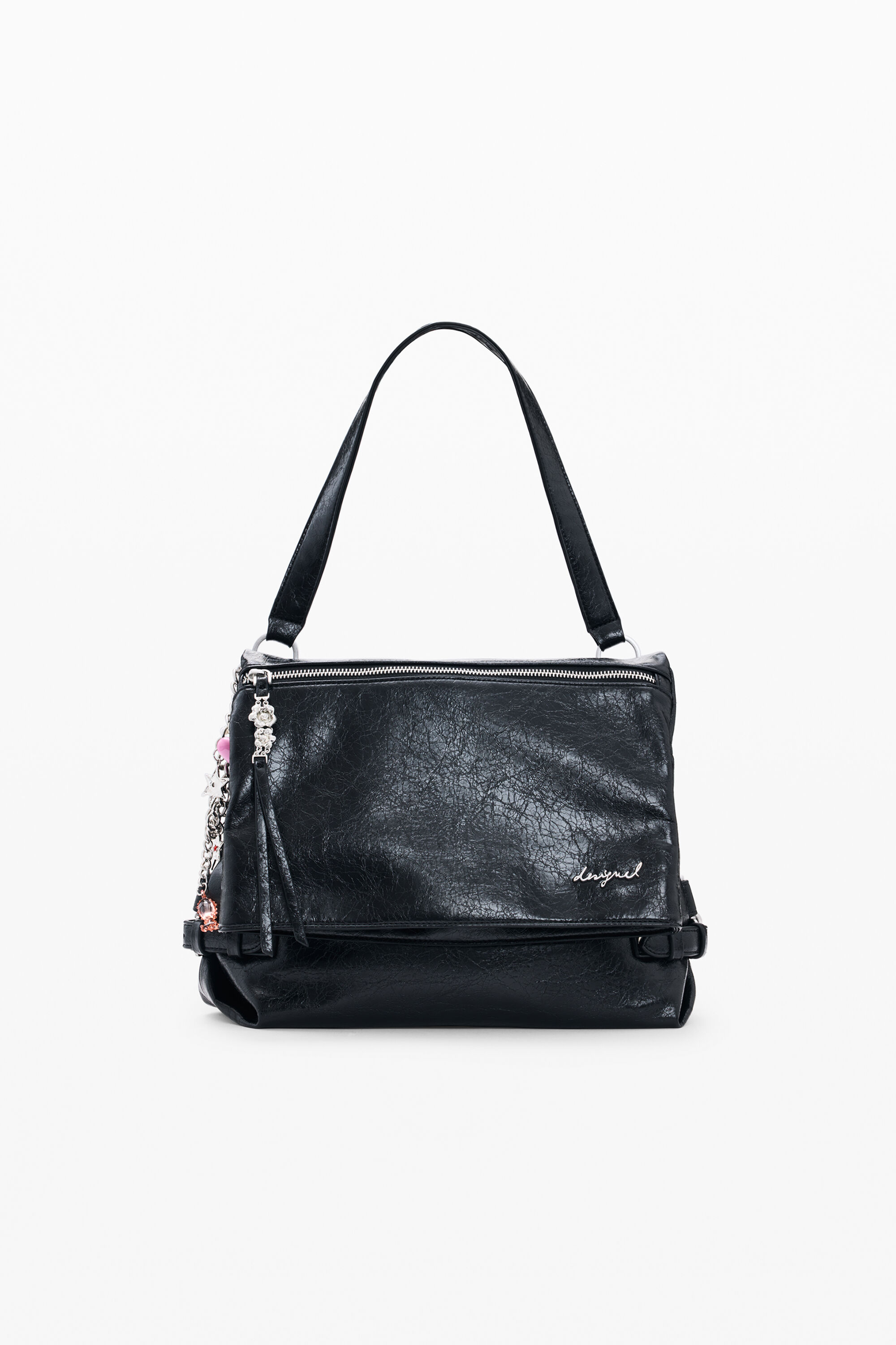 Sac à dos effet cuir moyen, PolyurÉThane, Noir, U