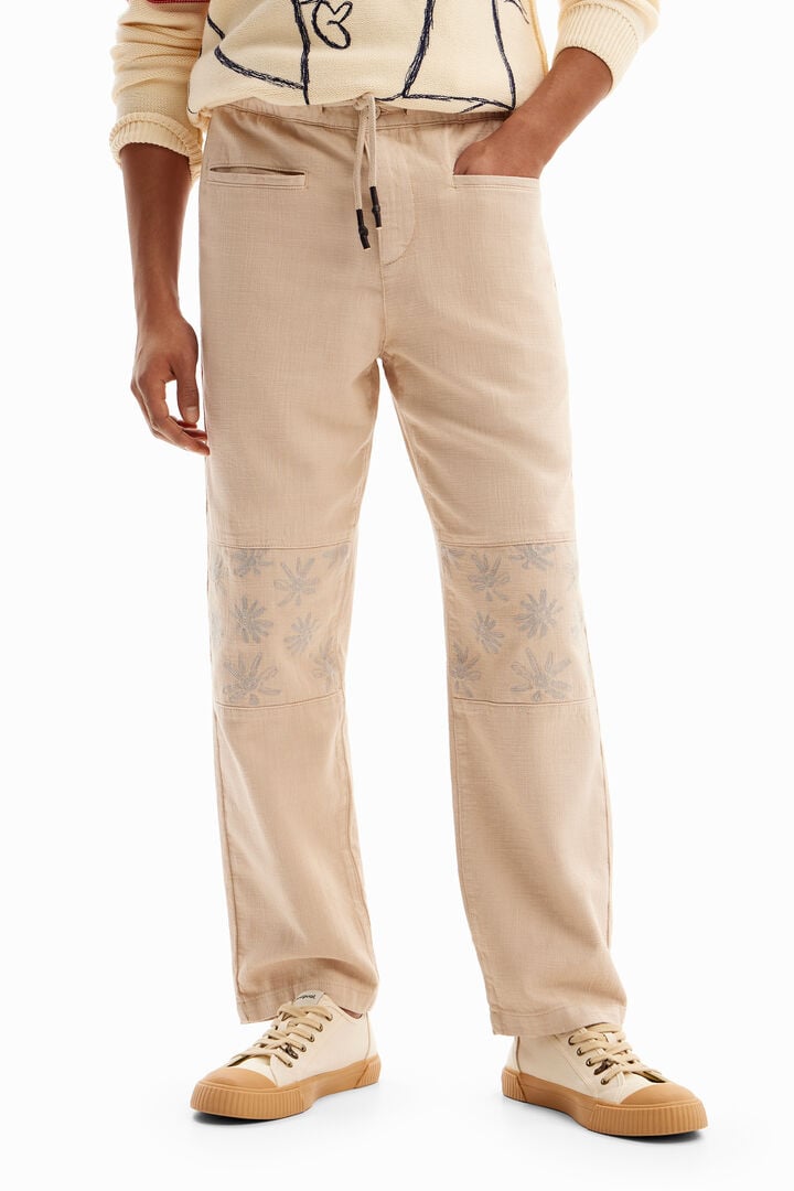 Pantalon avec détails floraux