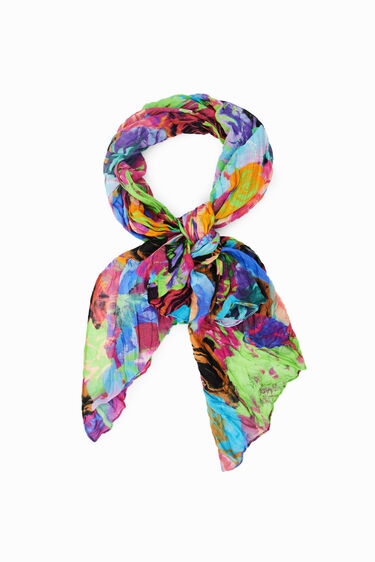 Rectangular crinkled floral foulard | Desigual