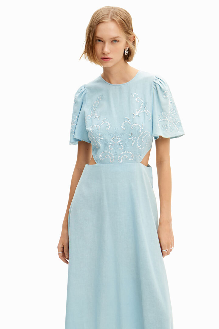 Robe midi brodée découpes | Desigual