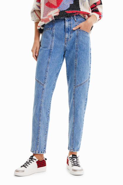 Jeans hlače z okrasnimi šivi