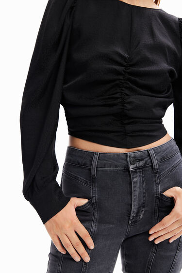 Brusa frunzida jacquard | Desigual