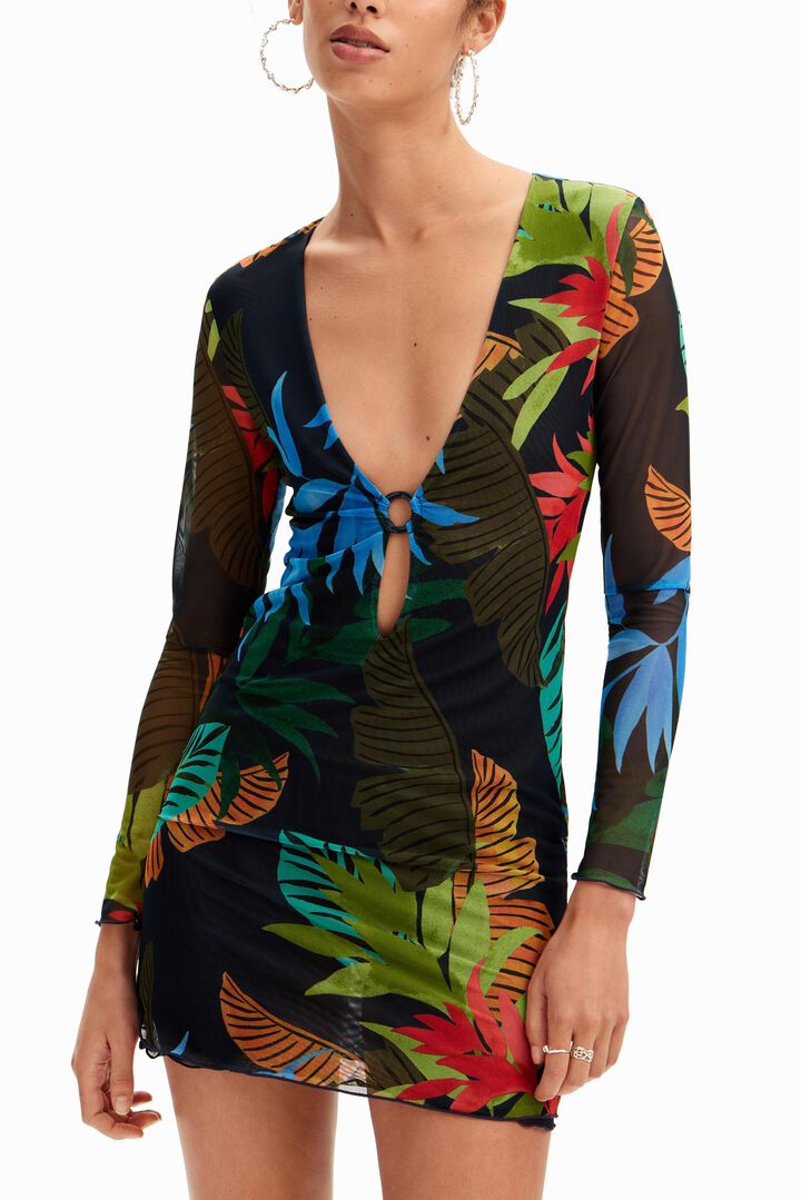Tropical tulle mini dress | Desigual