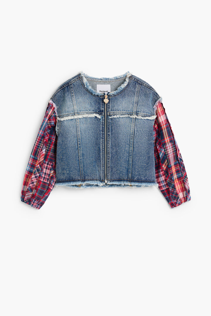 Jaqueta jeans xadrez
