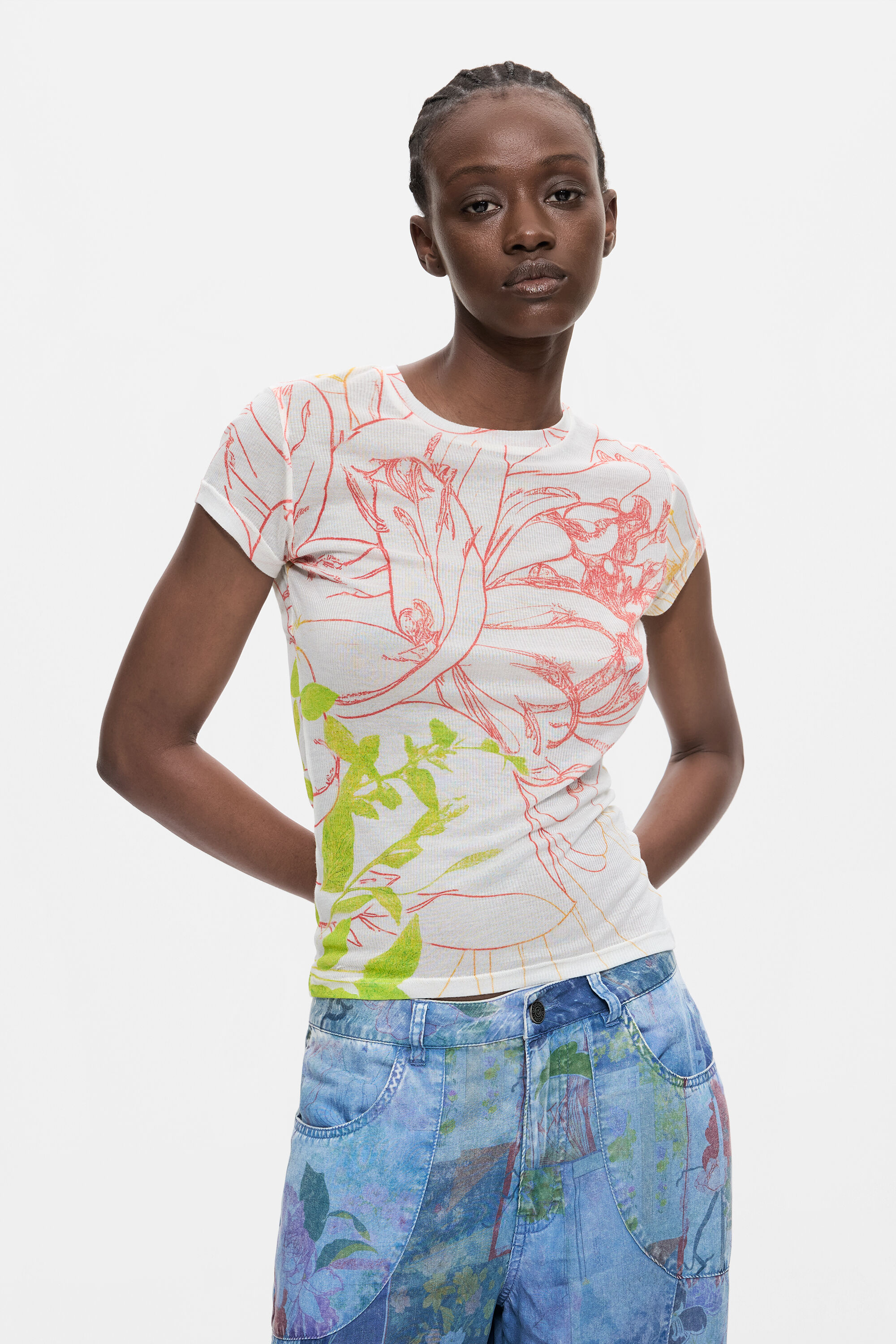 プリント柄のニットTシャツ マルチカラー 女性用 I Desigual.com