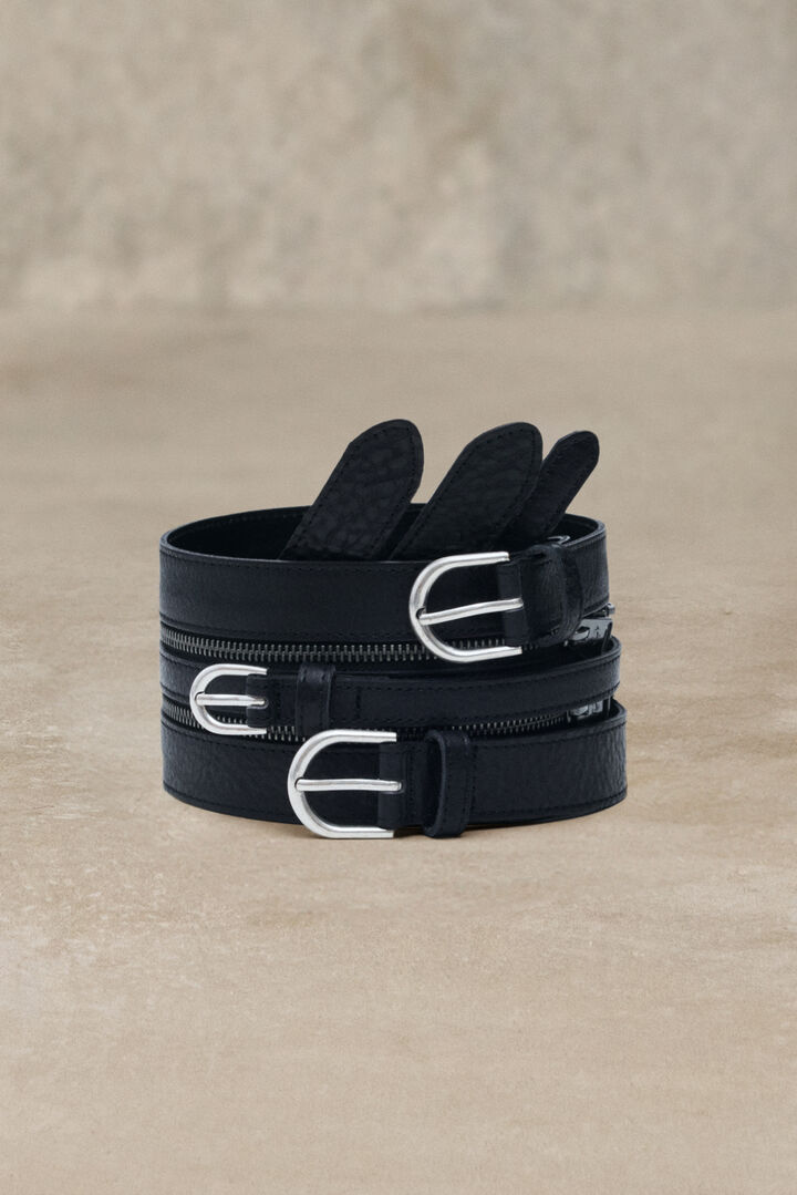 Triple belt leather studio waistband