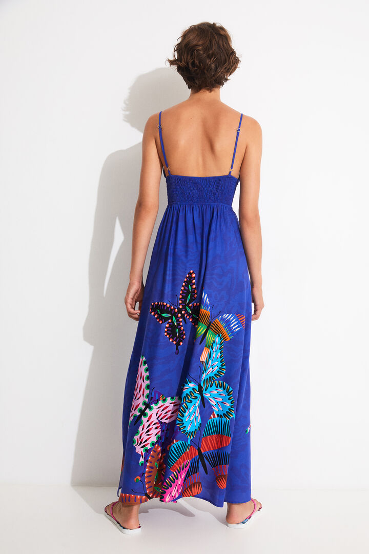 Maxi vestido sostenible mariposas | Desigual