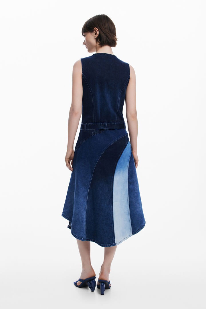 Denim midi dress with belt | Desigual