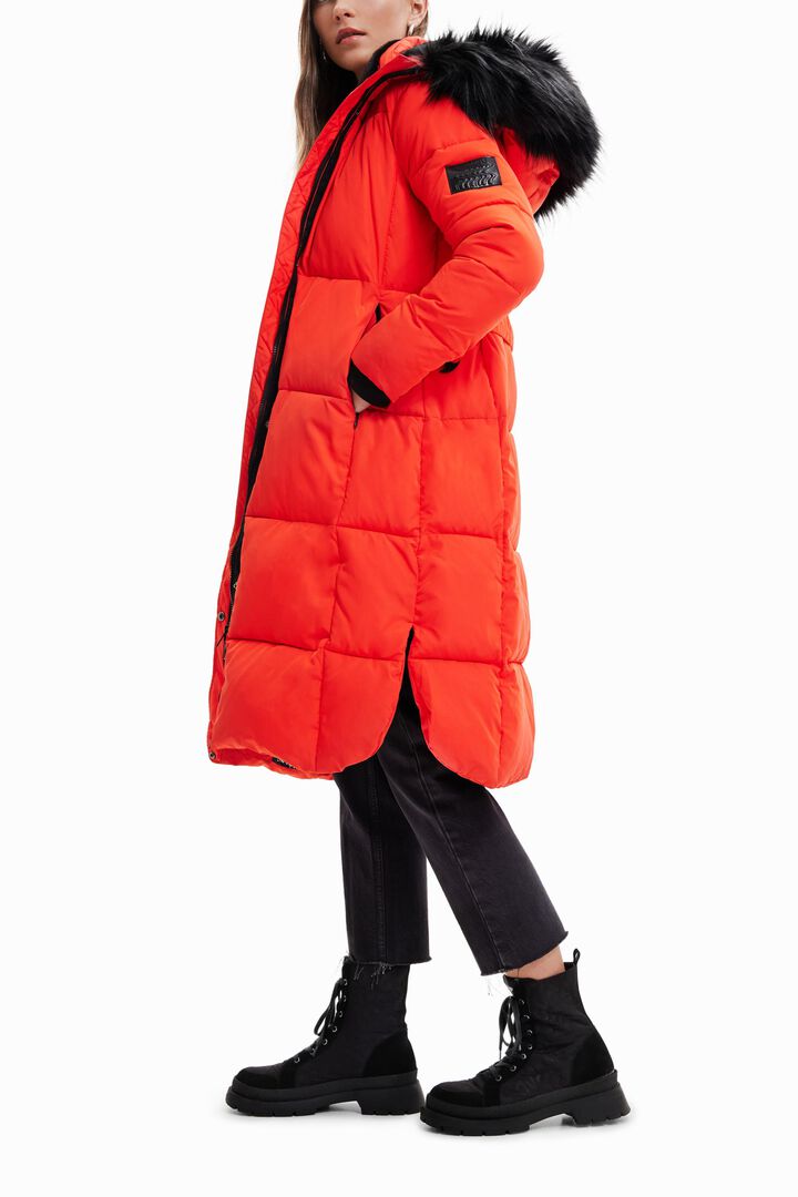 Long padded coat with belt | Desigual