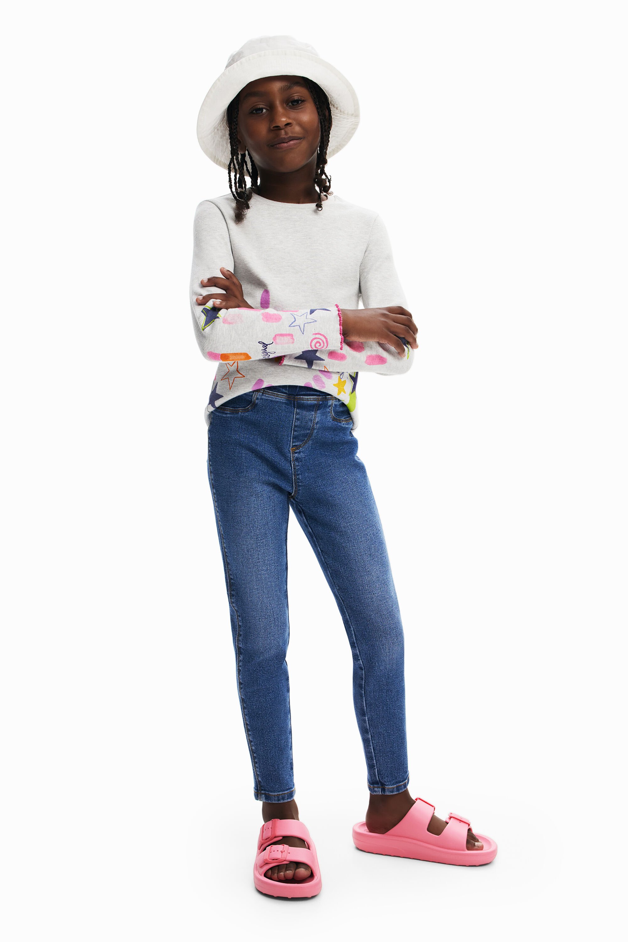Elastic denim leggings