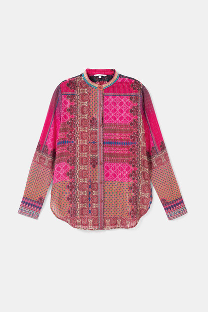 Camisa cuello mao estampados boho