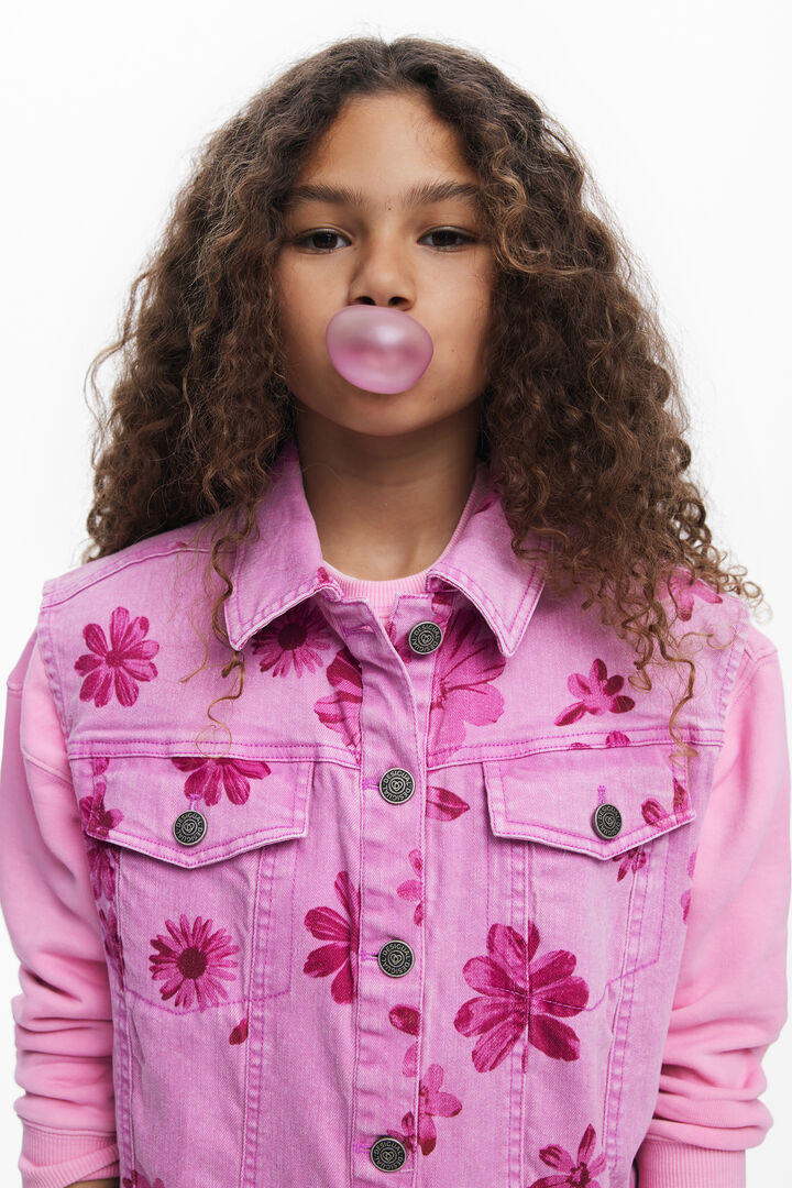 Denim-Weste mit Blumen | Desigual