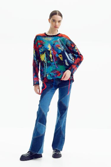 Vaqueros Flare patch María Escoté | Desigual