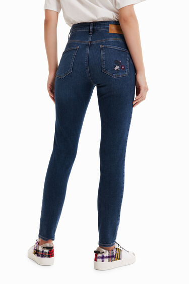 Skinny push-up jeans z izvezenimi rožami | Desigual