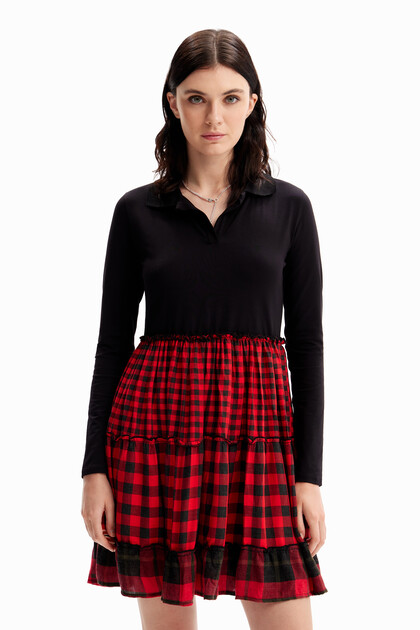 Short combination plaid dress