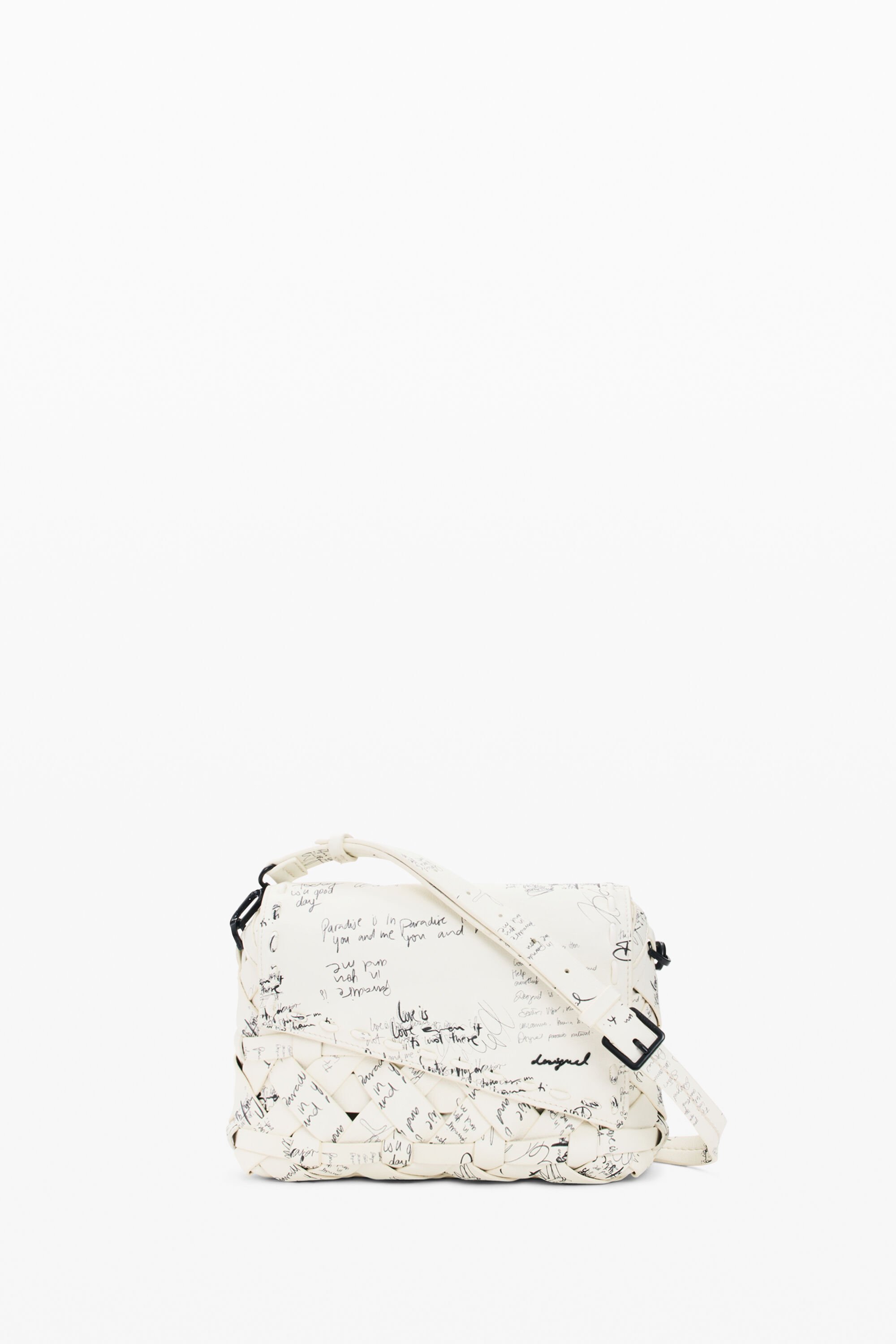 Desigual, Mittlere Tasche mit Schriftzug, Damen, Polyurethan, Weiß, U