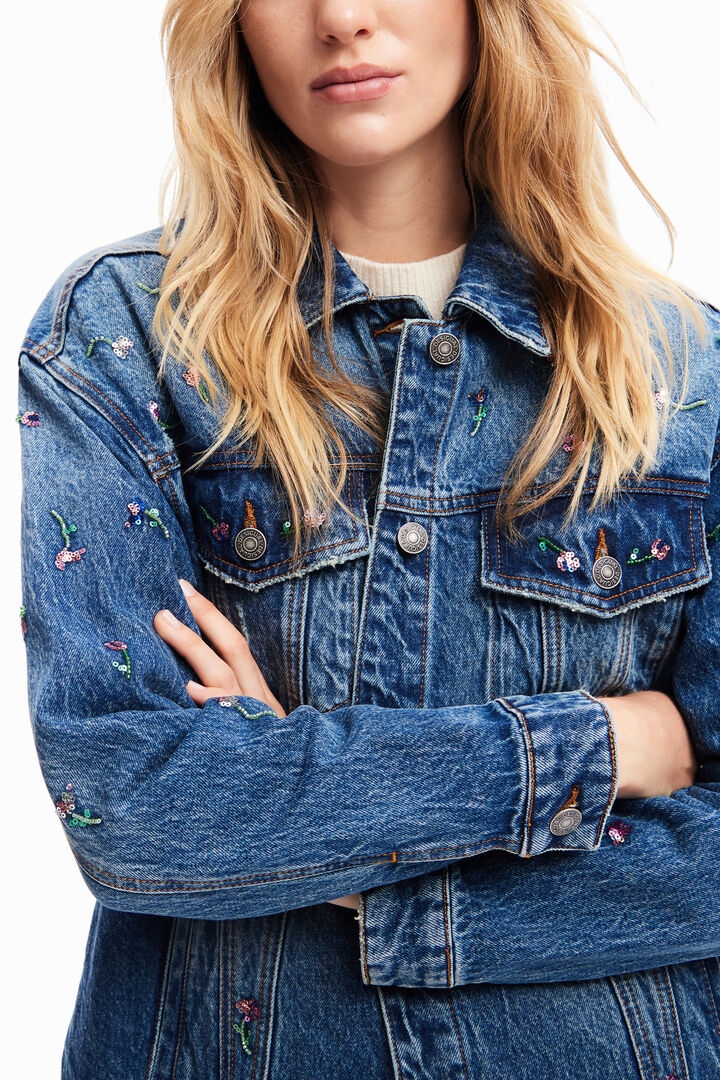 Floral denim trucker jacket | Desigual