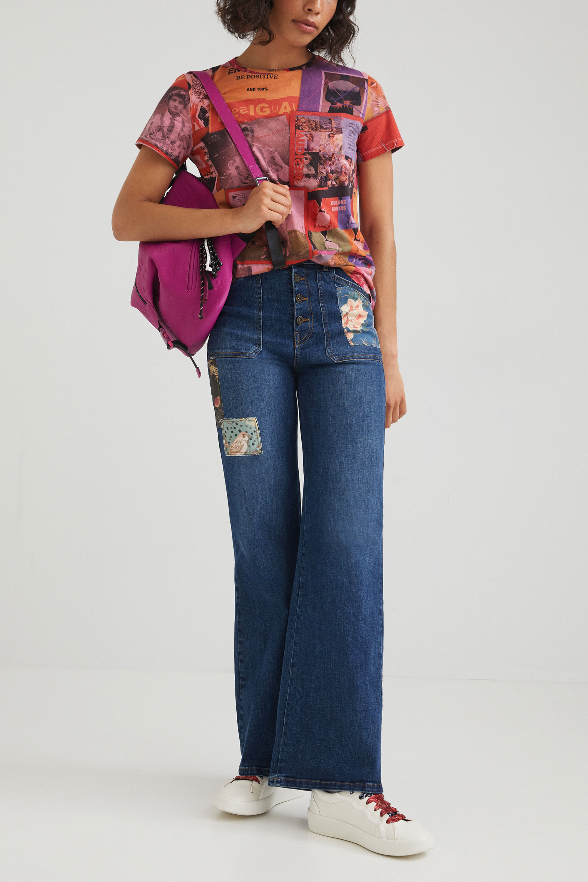 Desigual Mädchen T-Shirt Mit Leopardenprint – Langarmshirt Aus Rippstoff, Gelb, Mit Gewellten Paspeln