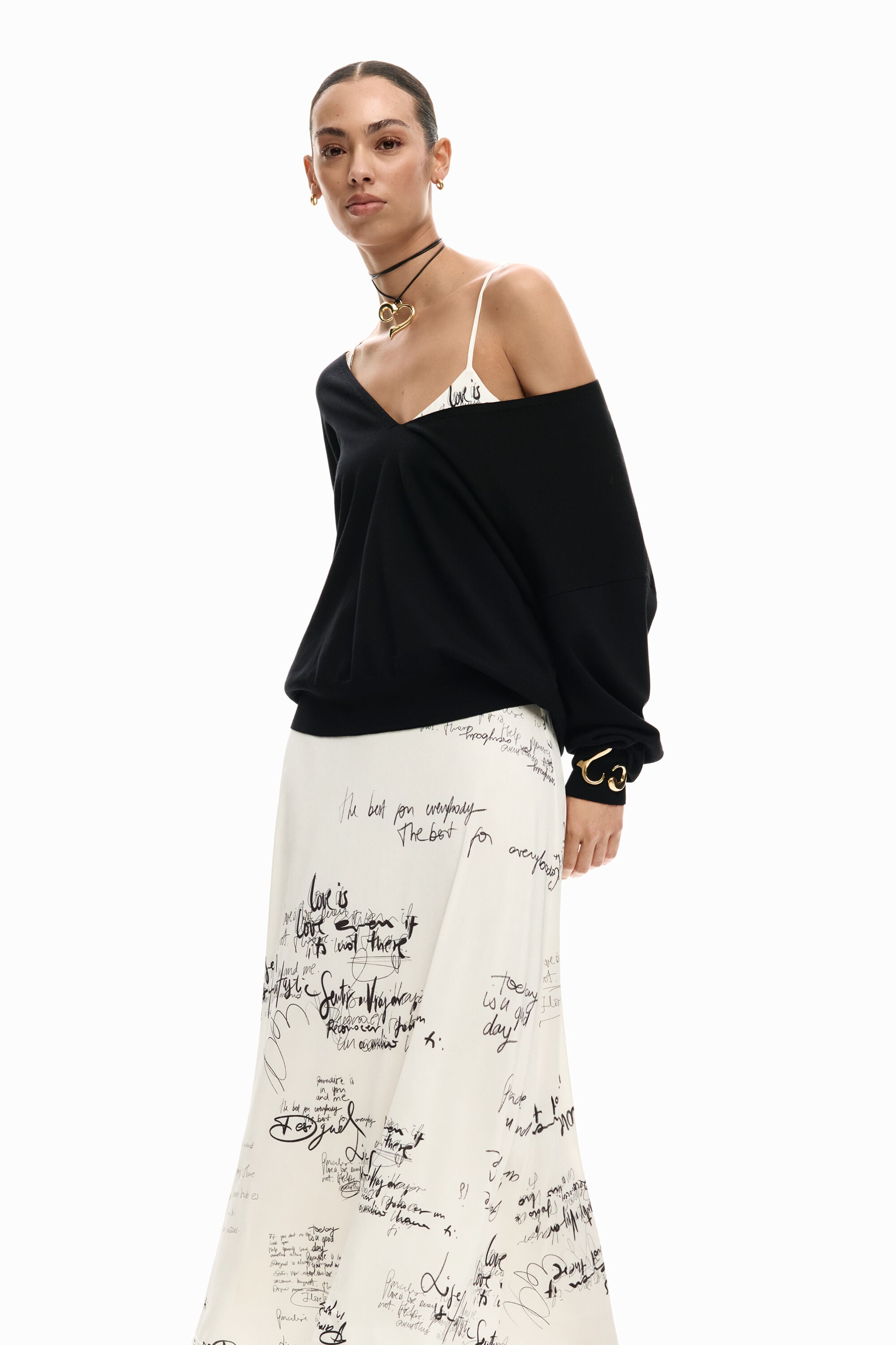 コンビネーションロングワンピース 黒 女性用 I Desigual.com