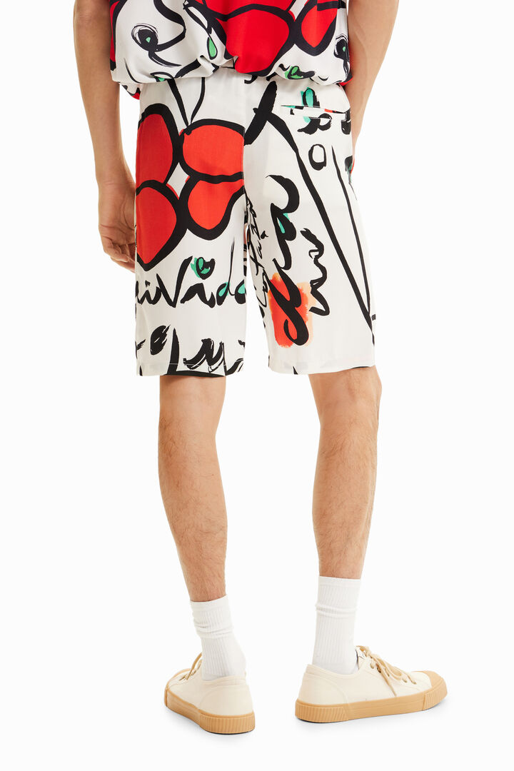 Unisex Bermudas with drawstring and "El beso" print | Desigual