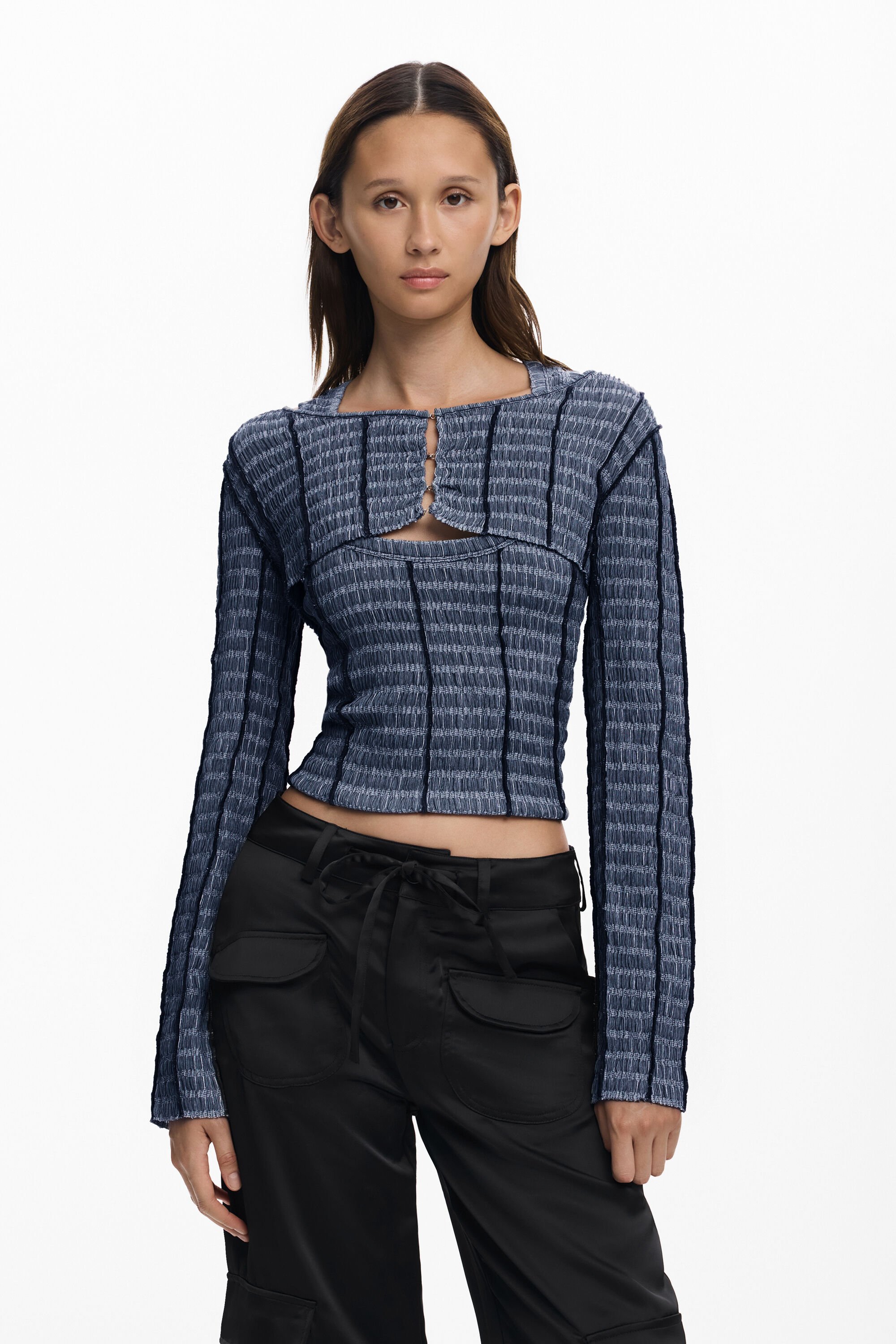 Desigual, T-Shirt mit abnehmbarer Textur, Damen, Schwarz, XL