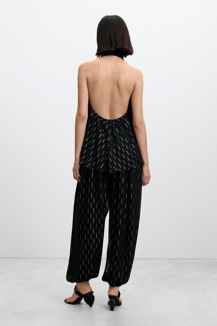 balloon pants with metallic details