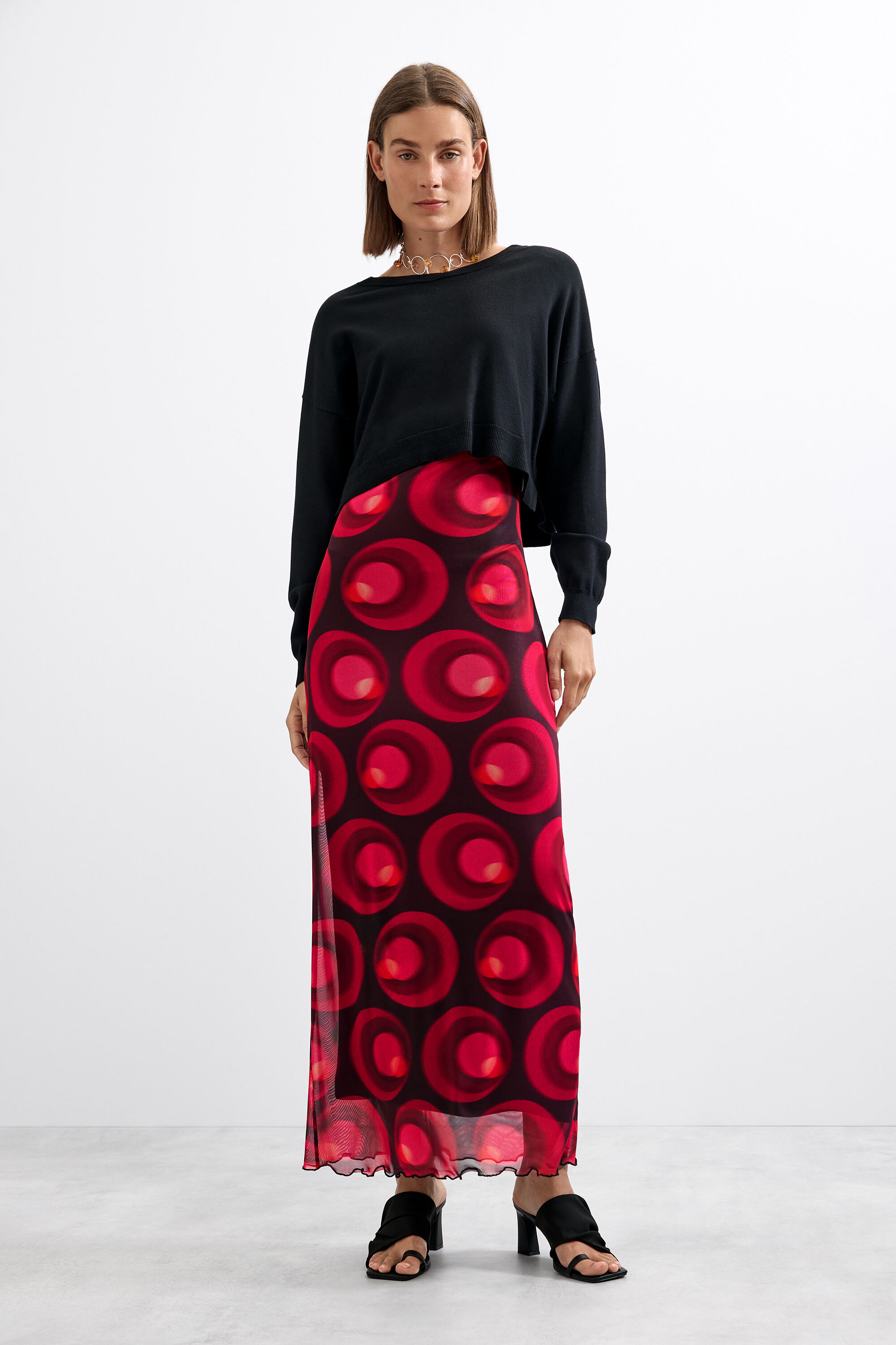 Desigual, Sukienka na ramiączkach z dzianiny, Kobieta, Czarny, XS