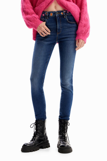 Jeans Slim fiori ricamati | Desigual