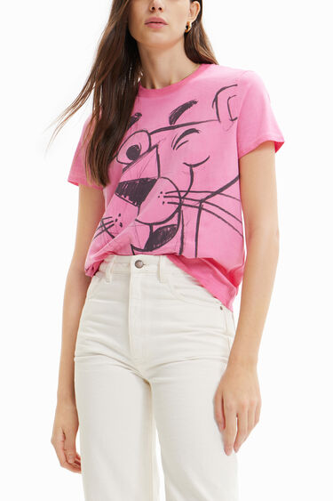 T-shirt contraste Pantera Cor-de-rosa | Desigual
