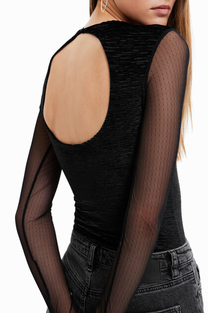Body mangas tul transparentes