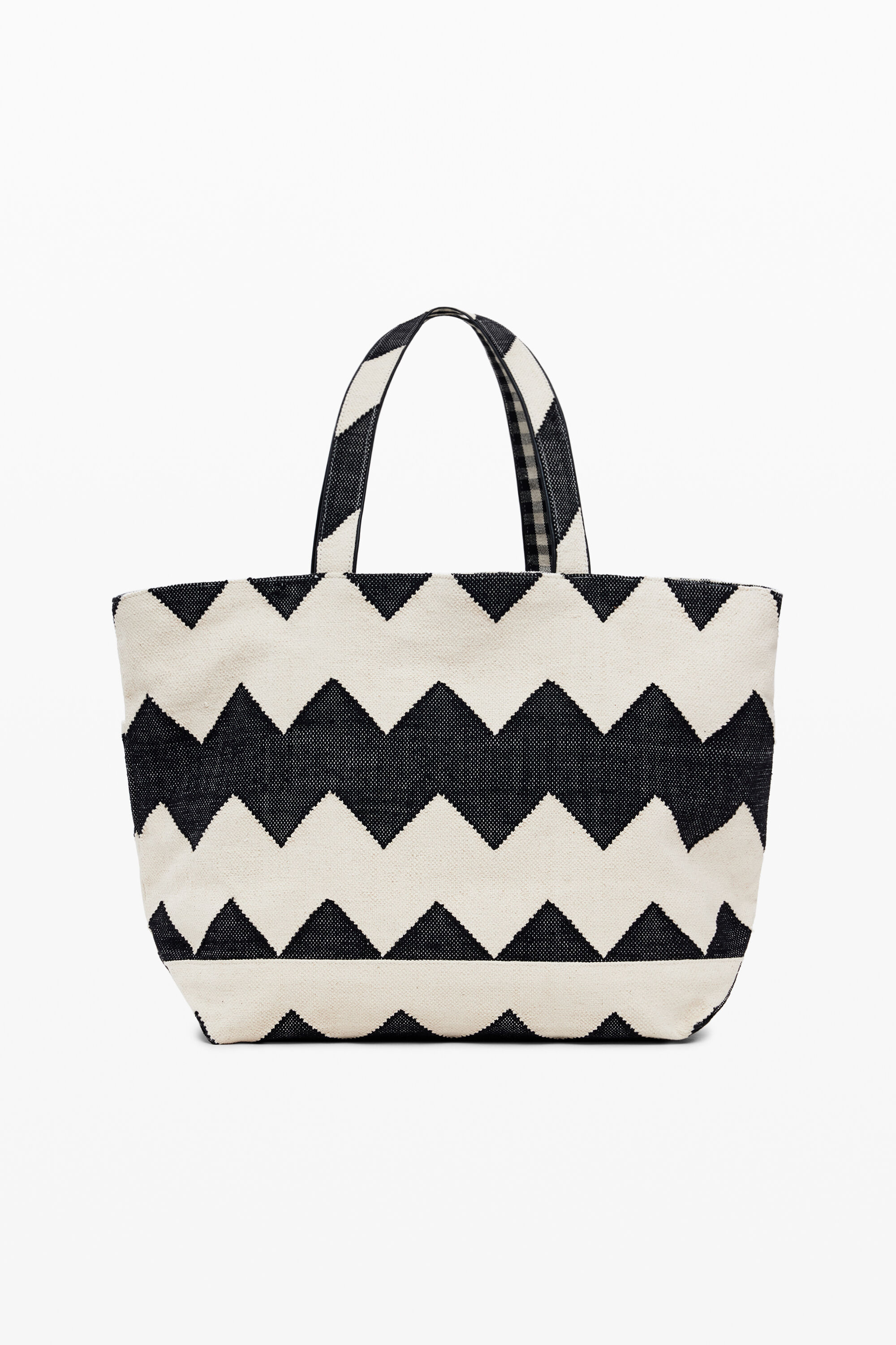 Desigual Medium Zigzag Twill Bag In Black