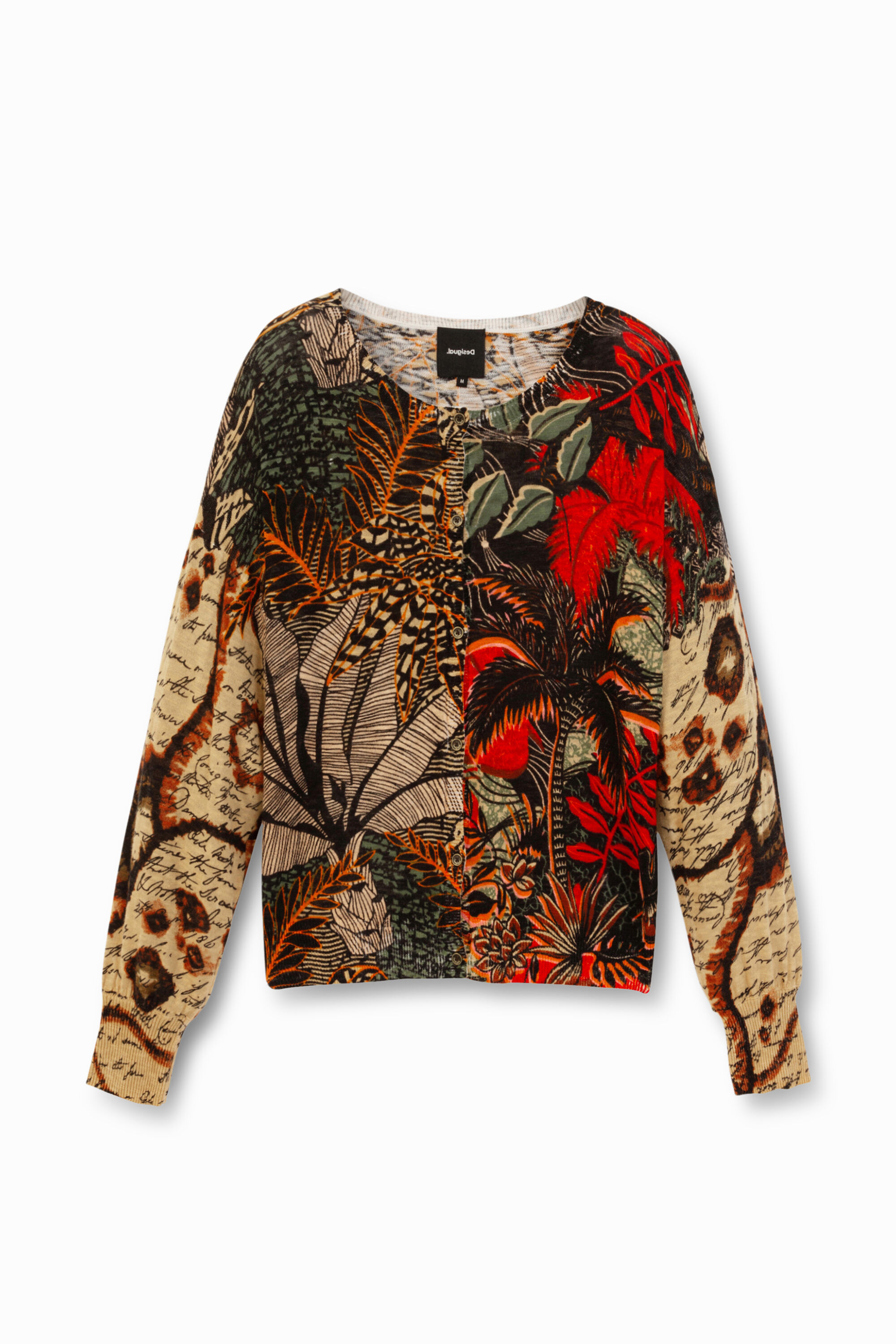 Desigual Tricot Tropical Jacket In Brown