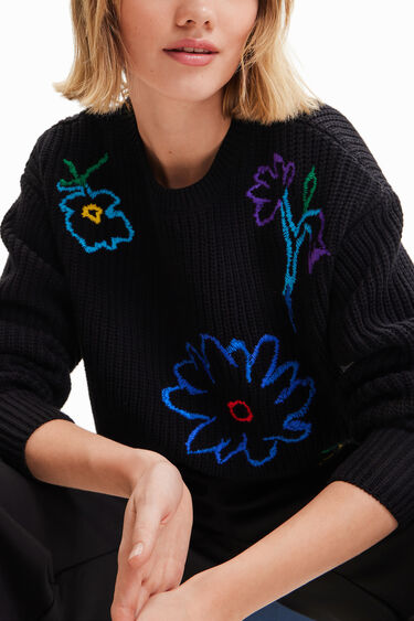 Embroidered floral pullover | Desigual