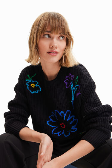 Virágmintával hímzett pulóver | Desigual