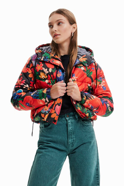 Short padded floral jacket