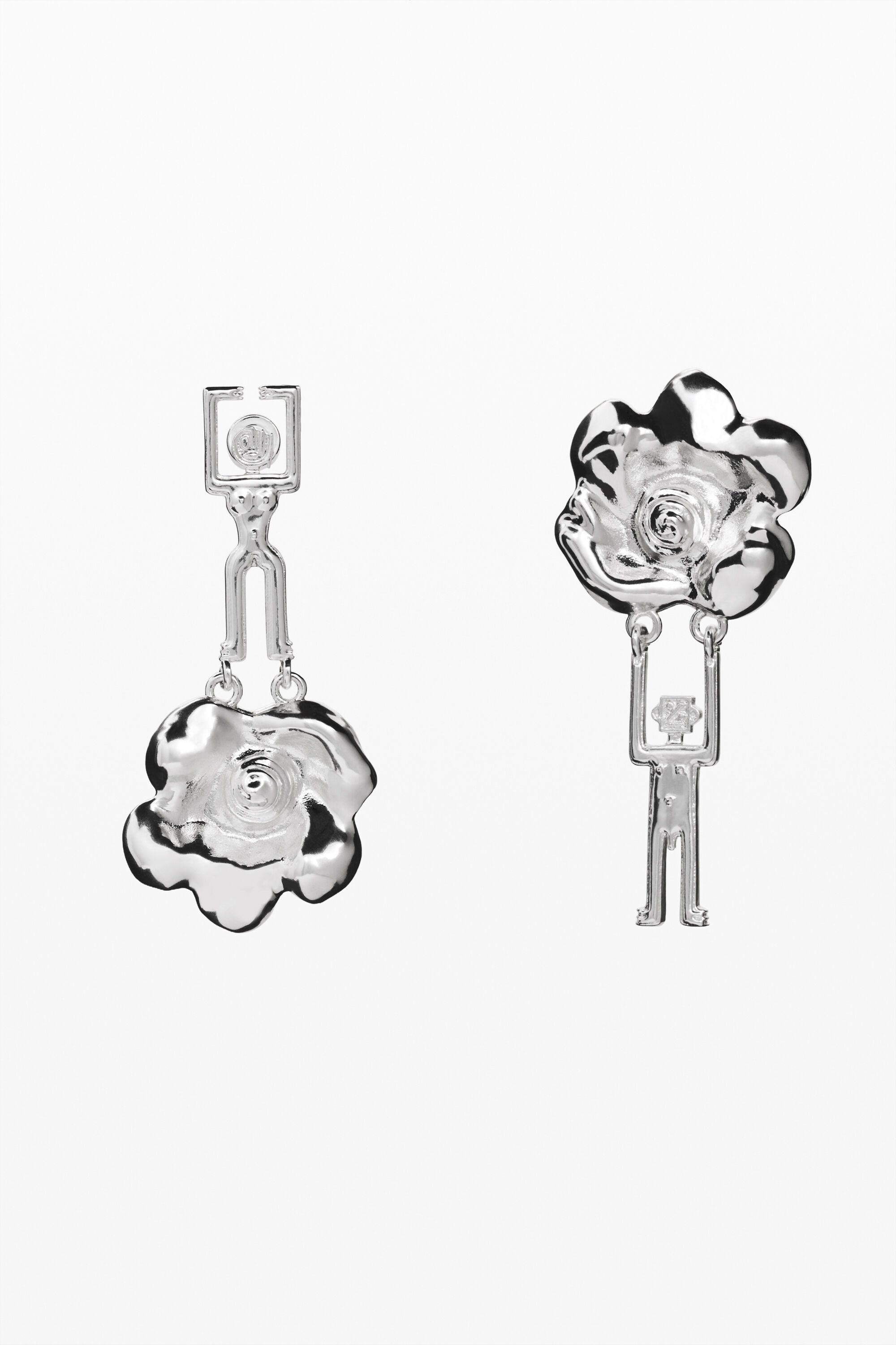 Pendientes Asimétricos Robots Zailo, Negro, U