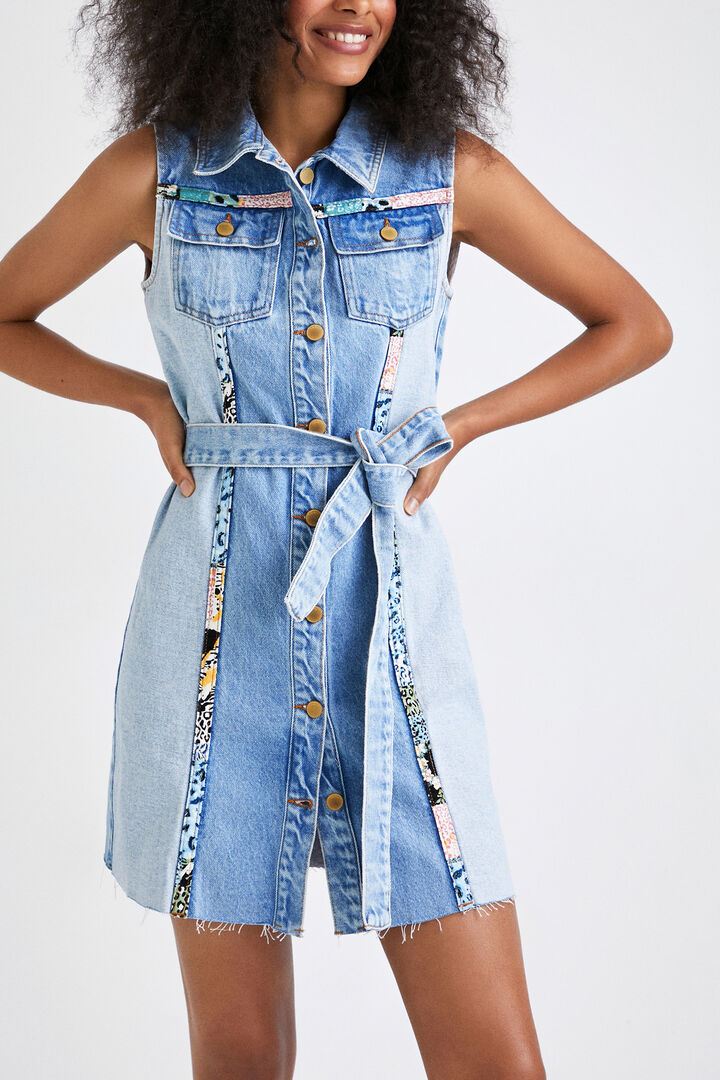 Robe courte denim patchwork | Desigual