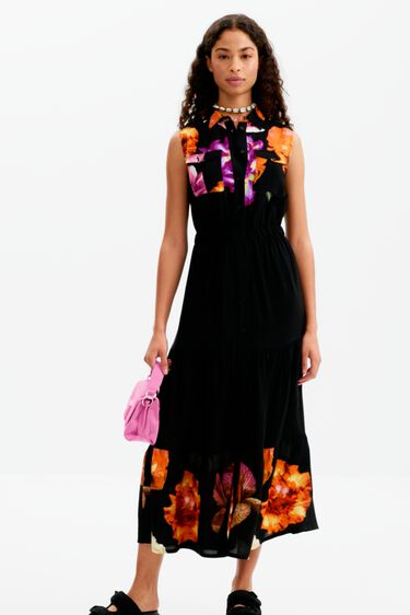 שמלת מקסי עם הדפס פרחוני לנשים | Desigual
