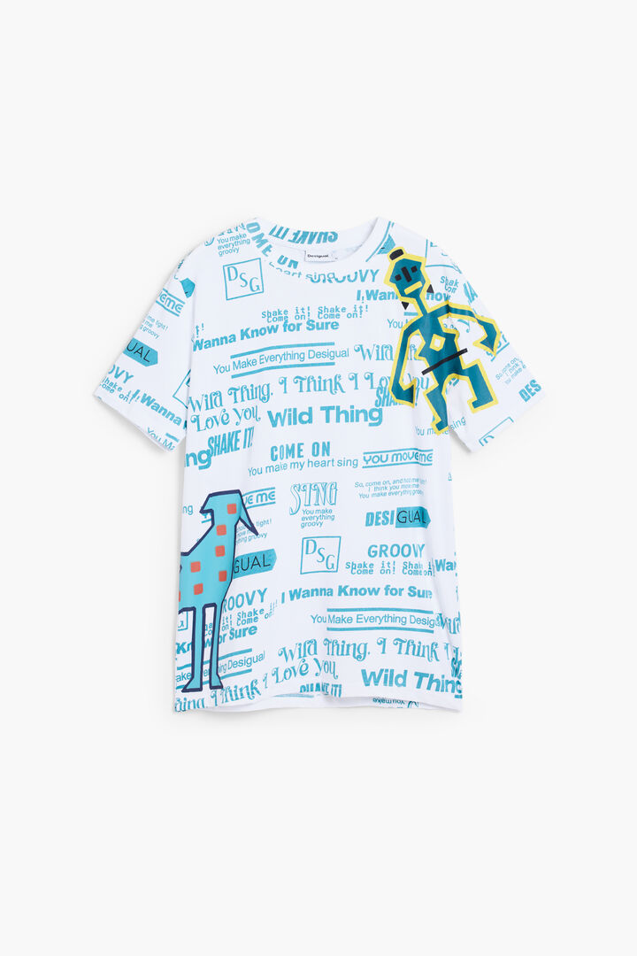 Short-sleeve T-shirt with ethnic lettering