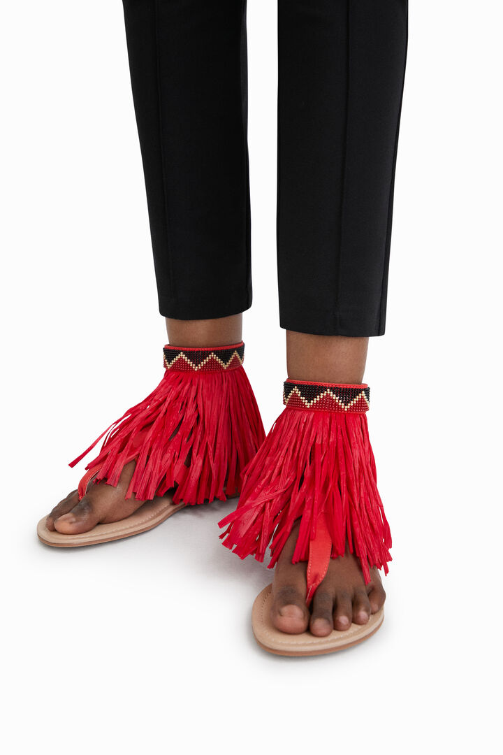 Stella Jean fringed flat sandal | Desigual