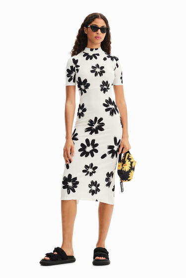 Vestit midi slim flors arty | Desigual