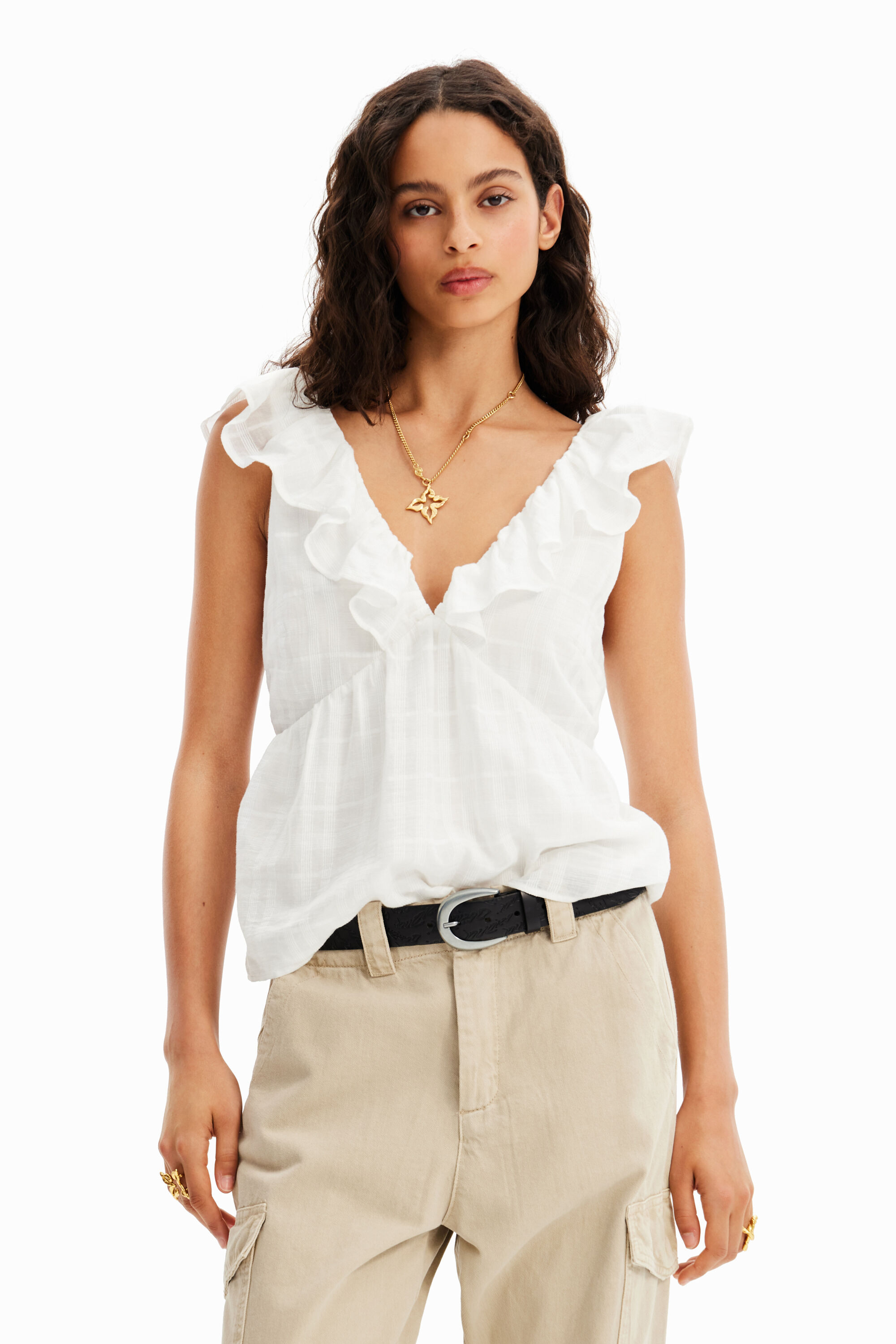 Desigual Textured ruffle blouse