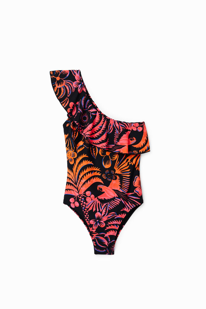 Maillot de bain asym&eacute;trique volant