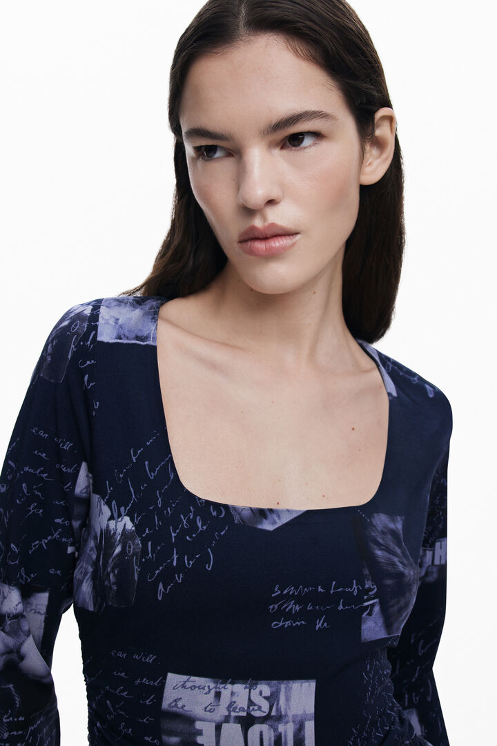 Postcard square neck dress | Desigual