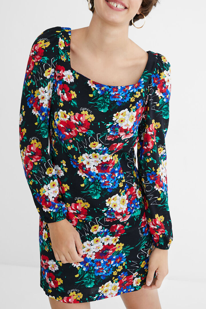 Vestito corto slim scollatura quadrata | Desigual