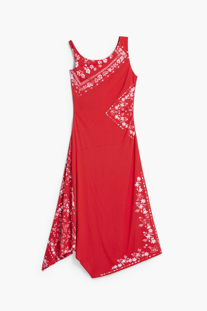 Asymmetric bandana floral dress